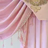 Curtain Luxury Pink Chenille Short Valance Bead Tassel Waterfall Drapes For Living Room Bedroom Window Curtains Decor Custom