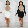 Casual Dresses Women's Sexy See Through Mesh Mini Dress Long Sleeve BodyCon Party Club för Womencasual