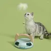 猫のおもちゃの素敵な羽の羽をからかい杖デスクトップフロアエクササイズを再生する多機能トラックボールのおもちゃを追いかける