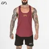 Herrtankstoppar Sommaren Men Y Back Gym Stringer Top Cotton Bodybuilding ärmlös man Fitness Muscle Workout Vest Eesthetic