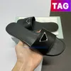 Designer Damen-Sandalen für Damen Leder Logo-Plakette Slides Flats Slide Slipper Schuhe Damen Sneaker schwarz braun weiß Strandpantoffeln Mode niedriger Absatz EUR 35-42