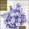 Decorative Flowers Wreaths Artificial Hydrangea Flower Silk Bouquet Real Touch Hydrangeas 8 Colors Bride Party Home Decor Dhkyf