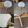 Party Favor White Round Hand Fans With Bamboo Frame And Handle Favors Gifts Paddle Paper Fan By Sea Rrb16402 Drop Delivery H Dhj2A