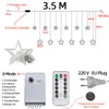 Strings 220V Remote Control Christmas Polaris Moon And Star Fairy Curtain Light Garland For Wedding Party Holiday Year DecorLED LED