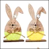Otros suministros para fiestas festivas Decoraciones de madera de conejo de Pascua Decoración de soporte de cinta de huevo Decoración nórdica Ins Conejito de madera pintado Orna pequeña Dhzy3