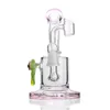 Pink Green Cute Eyes Hookahs Glass Bong Dab Rigs Alien Recycler Pipe Beaker Oil Rig 14mm macho Joint Banger Water Tall