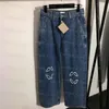 Pantalons en denim imprimés pour femmes Jeans décontractés à la mode bleue Jeans décontractés à taille haute