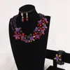 Necklace Earrings Set 4UJewelry Jewellery For Wedding Colorful Flowers African Beads Choker & Bracelet 2023 Fashion