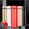 Vattenflaskor LED Temperatur Display Thermos 500 ml Smart Vakuumflaska 304 Rostfritt stål Travel Kaffe Drop Leverans Home Garden DHFE1