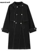 Mäns trenchrockar Mauroicardi Spring Autumn Long Loose Black Double Breasted Luxury Designer British Style Overcoats för 230331