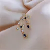 Dingle örhängen Bohemian Vintage Cross Blue Crystal Long Tassel Drop Earring For Women Girls Arrivals Fashion Jewelry Gift