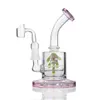 Pink Green Cute Eyes Hookahs Glass Bong Dab Rigs Alien Recycler Pipe Beaker Oil Rig 14mm Male Joint Banger Water Tall