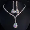 Necklace Earrings Set Wholesale Crystal Tennis Drop Sets Bridal Bridesmaid Wedding Engagement Jewelry Rhinestone