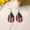 Brincos de Dangle Special 4 de julho American Flag Teardrop Wood Wood Acrílico Independência Dia Rodada Patriotismo Jóias por atacado