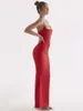 Casual Dresses High Quality Women's Red Sexy Spaghetti Watch Strap Backless Maxi Dress 2023 Elegant Evening Club Party Fishtail Vesidos