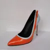 Olomm Handmade Women Pumps Sexy Stiletto High Heels Pumps Pointed Toe Gorgeous Orange Party Shoes Women Plus US Size 5-15