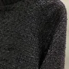 Damesjassen Hoge kwaliteit 2023 Runway Autumn Black Tweed Jacket Women Fashion Letter Pearl Coat Vintage Handicraft Workshop