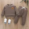 Clothing Sets 0602 Lioraitiin 04Years Little Toddler Boy Round Neck Long Sleeve Embroidered Bear Patch Tops Elastic Waist Pant 230331