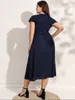 Plus size Dresses Finjani Party For Women Size Summer Midi VNeck Solid Ruffle Sleeve Belted Wrap 230330