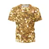 Men's Tracksuits 2022 New Trend Men Clothing Summer Short Sets Shiny Gold Digital Printing T Shirt Shorts Suit Beach Casual Attire Male Outfits W0322