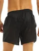 Onderbroek Iefiel heren elastische taille pure kleur doorzichtige trekkoord snel droge strand shorts zwembroek met bulit-in mesh briefsunderpant