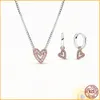 Collana e orecchini a cuore alto Pandora in argento sterling 925 adatti per gioielli regalo di compleanno da donna Accessori di moda Trasporto all'ingrosso gratuito