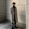 Men's Trench Coats Korean Streetwear Autumn Men Clothing 2023 Fashion Long Coat Loose Overcoat Trend Handsome Casual Windbreak Black White