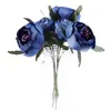 Flores decorativas 6pcs/lot simulação de seda de pano de seda Bouquet Holding (Royal Blue Purple Heart) Diâmetro de flor única