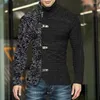 メンズセーター冬の秋の男性セーターコートカラーマッチング非対称の長袖タートルネックスリムウォームニットプルオーバーカーディガン