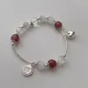 Strand Minar Charme Rouge Bleu Opale Perles De Pierre Naturelle Élastique Bracelet À Breloques Pour Femmes Fille Argent Couleur Pièce Coeur Bracelets