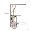 Party Favor Crystal Puppy Dog Bieclain Diamond Key Pierścień Torebka Torebka