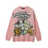 American Vintage Funny Cartoon Round Neck Sweater Men and Women Autumn and Winter New INS Couple Versatile T-Shirt