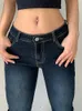 Jeans femme Kalevest Y2K High Street taille basse bleu femmes pantalons poches Bootcut Streetwear taille jambe large 2023 230330