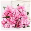 Decorative Flowers Wreaths Artificial Hydrangea Flower Silk Bouquet Real Touch Hydrangeas 8 Colors Bride Party Home Decor Dhkyf