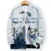 Мужские куртки мужская джинсовая куртка осень зимняя градиентная личность Печать с распечатываемой плюс M-5XL