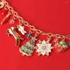 Link bransoletki świąteczne urok bransoletki złotą łańcuch drzewo łosia śnieżne prezenty pudełka w zawieszki Bieć dla kobiet rodzina