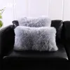 Oreiller en peau de mouton - Taie d'oreiller décorative en fourrure couvre la laine luxueusement douce pour les chaises canapé-lit