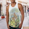 Men's Tank Tops Mens Summer Easter Fashion Casual 3D Digital Printed Vest Tall Shirt