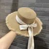 Bowknot Ribbon Straw Hats Wakacyjne czapki plażowe kobiety płaski czapkę na lato