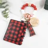 New Wood Silicone Beaded Tassel Bracelets Key Rings Card Holder Wallets Leather Tassel Keychains for Women Fashion Accessories