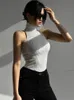 Tanques femininos Camis Sexy Knit Top Top Turtleneck Crop Summer Backless Ole Fashion Casual Tee Feminino Sleesess Cropped Colet 2303331