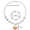 Set orecchini collana Lovecryst 2 pezzi/set perline braccialetto pendente conchiglia di perle per bambini ragazze gioielli per feste regalo di compleanno