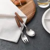 Dinnerware Sets Wooden Handle Knife Fork Portable Chopsticks Spoon Set Tableware Two Pieces Of Children's Stainless Steel