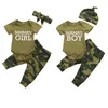 Ensembles de vêtements né bébé fille garçon vêtements maman énonciations haut imprimé t-shirt Camouflage pantalon chapeaux barboteuse tenue ensemble 230331
