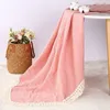 Blankets Swaddling 120100cm Muslin Cotton Baby born Tassel Receiving Swaddle for Girl Boy Bath Towel Stuff 230331