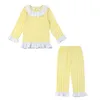 Пижама Детский с длинным рукавом Ginkgo Cotton PJS Set Sisters, соответствующие детской одежде для детской пасхальной пижамы 230331