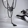 Chains Halloween Black Chain Necklace Spider Web Tassel Necklaces For Women Trendy Goth Female Jewelry Creative Girls Party Accessories