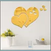 Väggklistermärken akrylspegel 3d kreativ hjärta form diy rum dekorativa dekalspeglar släpp leverans hem trädgård dhewi