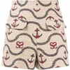 Damen Shorts 2023 Sommer Damen Anchor Wave Prin Font Klappentaschen Hohe Taille Französisch Paare Mode