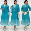 Etniska kläder MD Dashiki Print African 2 Pieces Set For Women Dress Coat Suit Plus Size Floral Maxi Robe Elegant Ladies Office Outfit 230331